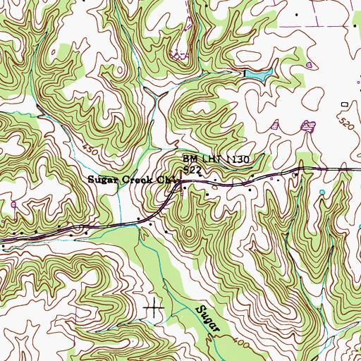 Topographic Map of Sugar Creek Church, KY