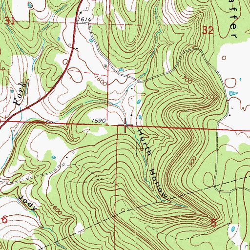 Topographic Map of Hurth Hollow, AR