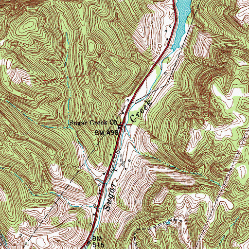 Topographic Map of Sugar Creek Church, KY