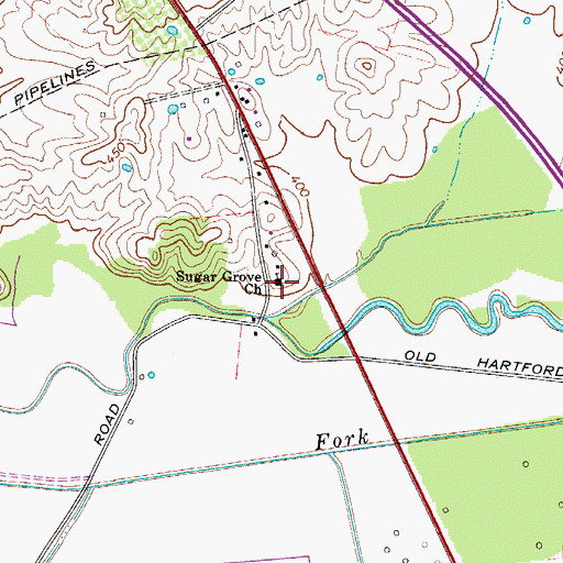 Topographic Map of Sugar Grove Baptist Church, KY