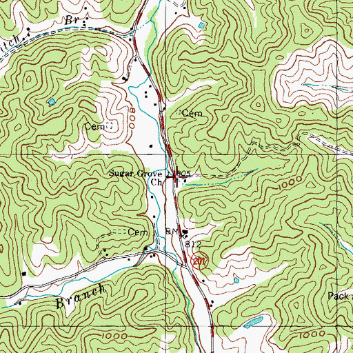 Topographic Map of Sugar Grove United Baptist Church, KY