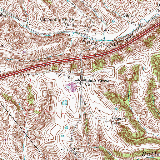 Topographic Map of Sugar Grove Church, KY