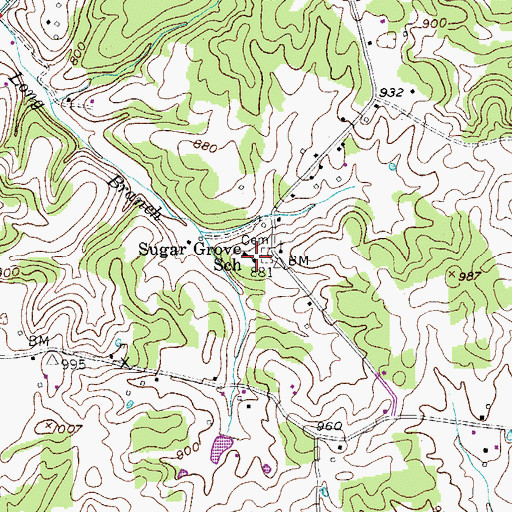 Topographic Map of Sugar Grove School, KY