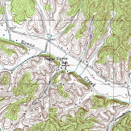 Topographic Map of Sugar Grove School, KY