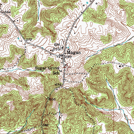 Topographic Map of Sugar Grove School, KY