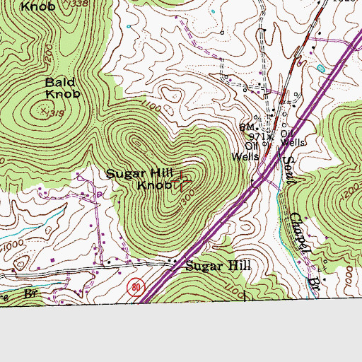Topographic Map of Sugar Hill Knob, KY