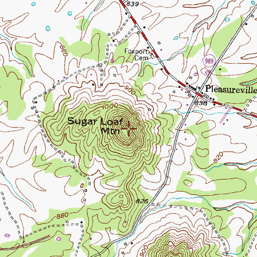 Topographic Map of Sugar Loaf Mountain, KY