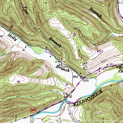 Topographic Map of Sugar Tree Branch, KY