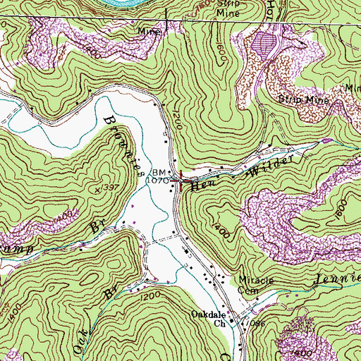 Topographic Map of Sugarcamp Branch, KY