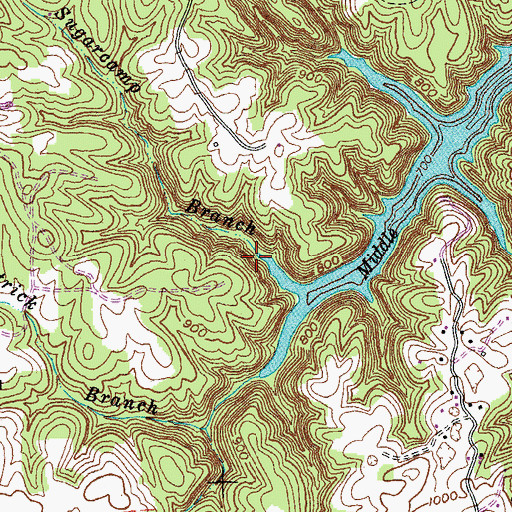 Topographic Map of Sugarcamp Branch, KY