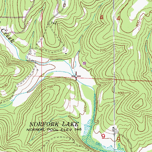 Topographic Map of Hutch Creek, AR