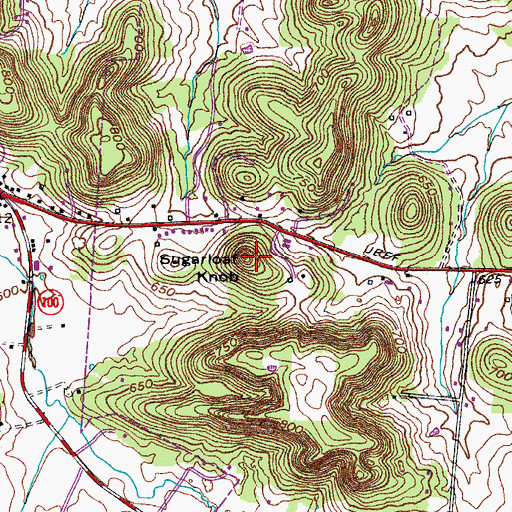 Topographic Map of Sugarloaf Knob, KY