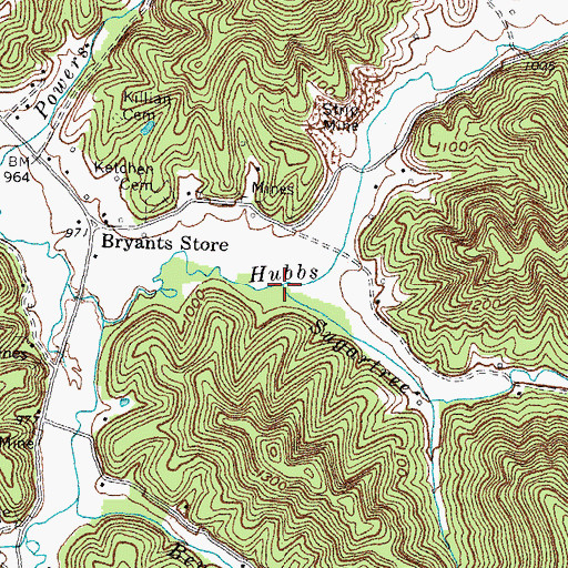 Topographic Map of Sugartree Branch, KY
