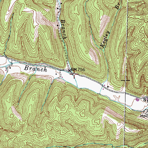 Topographic Map of Sugartree Branch, KY