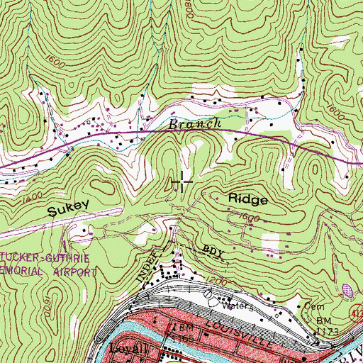 Topographic Map of Sukey Ridge, KY