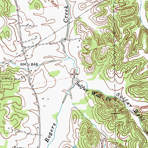 Topographic Map of Sulfur Well Branch, KY