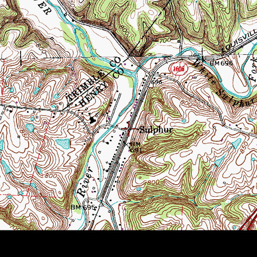 Topographic Map of Sulphur, KY