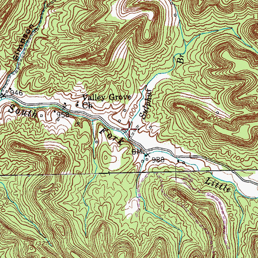 Topographic Map of Sulphur Branch, KY