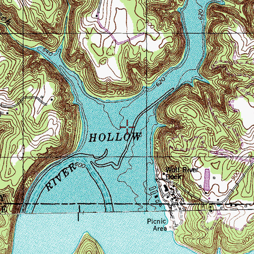 Topographic Map of Sulphur Creek, KY