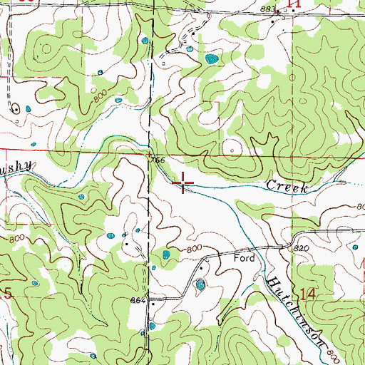 Topographic Map of Hutchinson Creek, AR