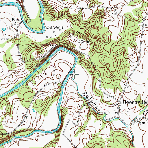 Topographic Map of Sulphur Creek, KY