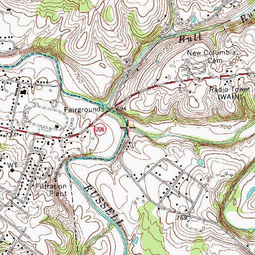 Topographic Map of Sulphur Creek, KY