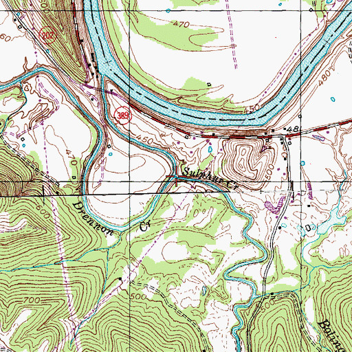 Topographic Map of Sulphur Creek, KY
