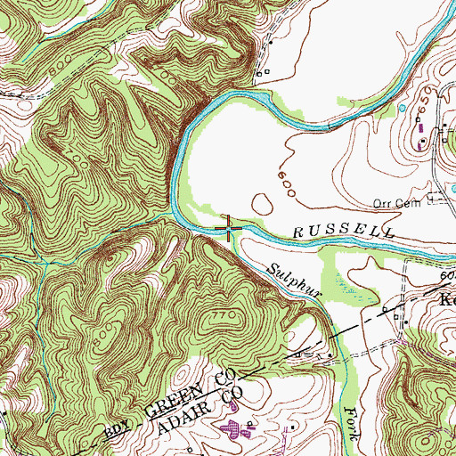 Topographic Map of Sulphur Fork Creek, KY