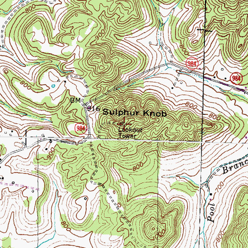 Topographic Map of Sulphur Knob, KY
