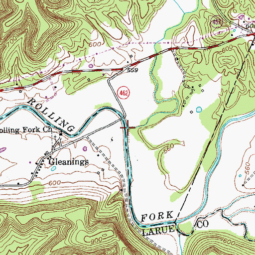 Topographic Map of Sulphur Lick Creek, KY