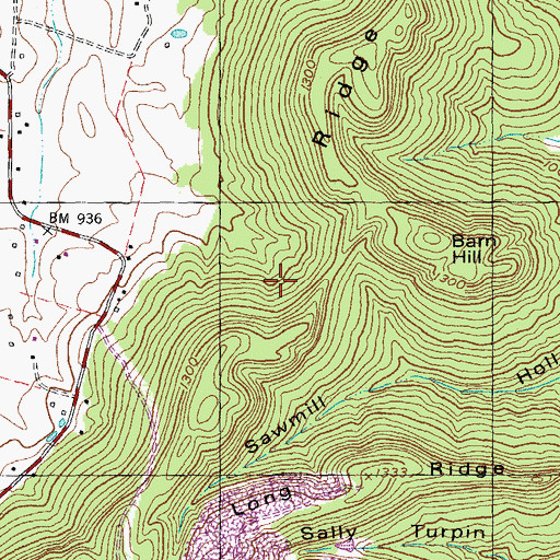 Topographic Map of Sulphur Ridge, KY