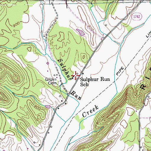 Topographic Map of Sulphur Run School, KY