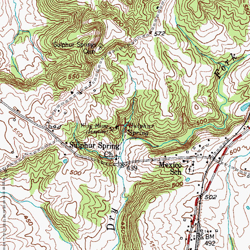 Topographic Map of Sulphur Spring, KY