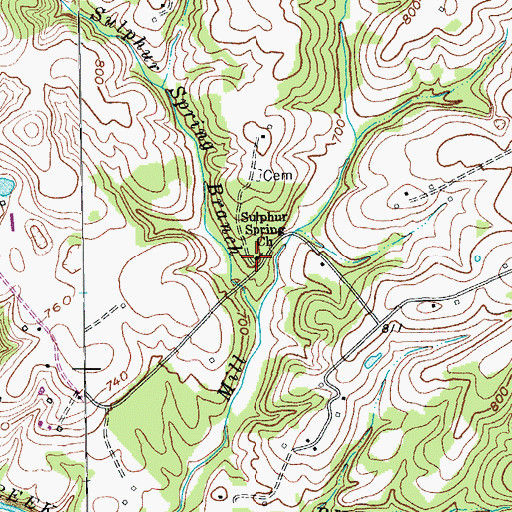 Topographic Map of Sulphur Spring Church, KY