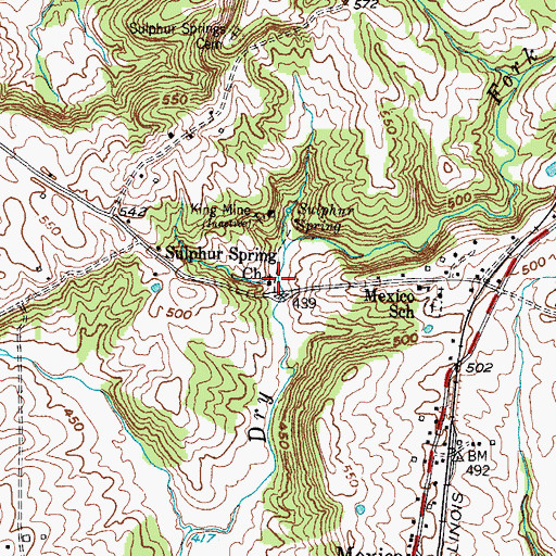 Topographic Map of Sulphur Spring Church, KY