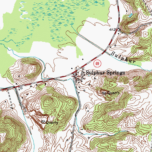 Topographic Map of Sulphur Springs, KY