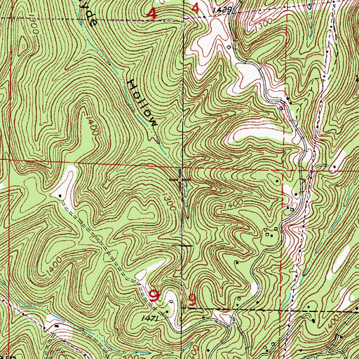 Topographic Map of Hyde Hollow, AR