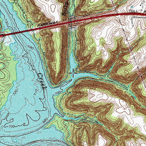 Topographic Map of Sulphur Springs Hollow, KY