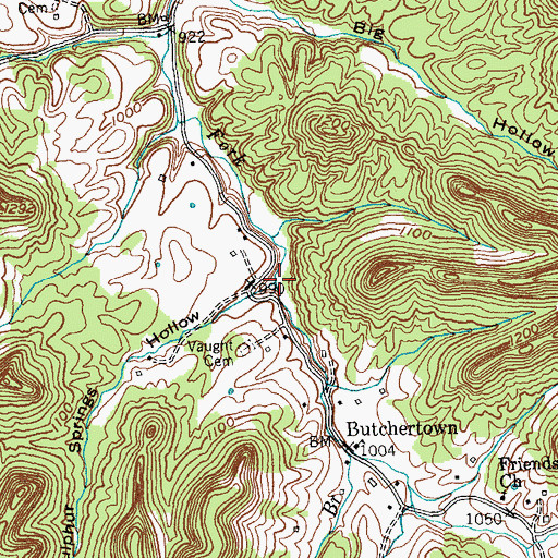 Topographic Map of Sulphur Springs Hollow, KY