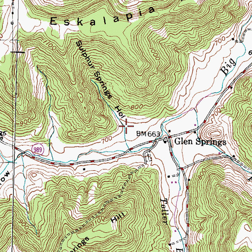 Topographic Map of Sulphur Springs Hollow, KY