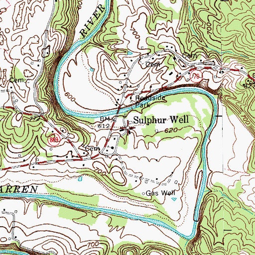 Topographic Map of Sulphur Well, KY