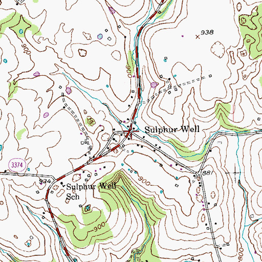 Topographic Map of Sulphur Well, KY