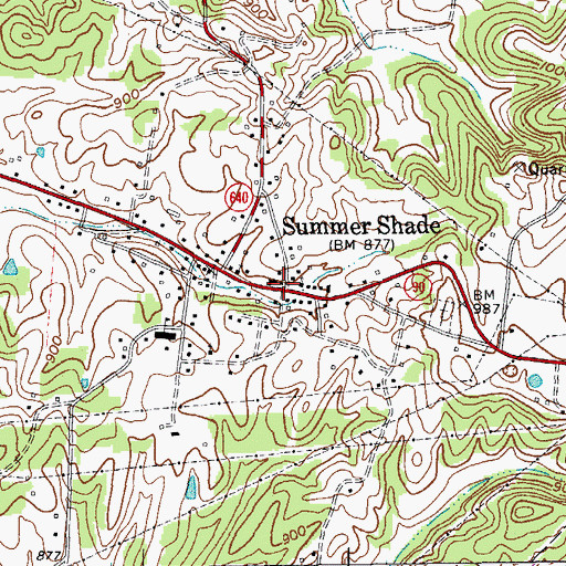 Topographic Map of Summer Shade, KY