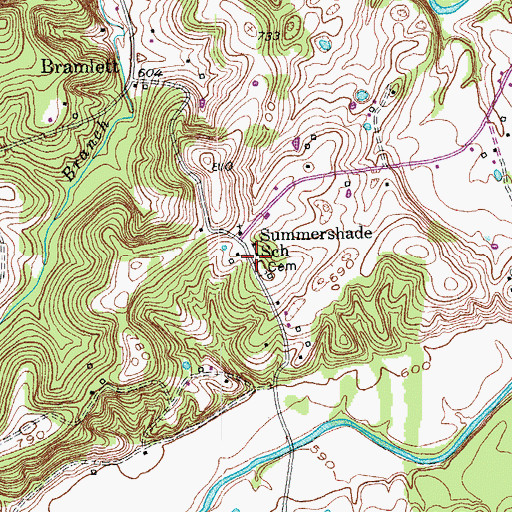 Topographic Map of Summershade School, KY