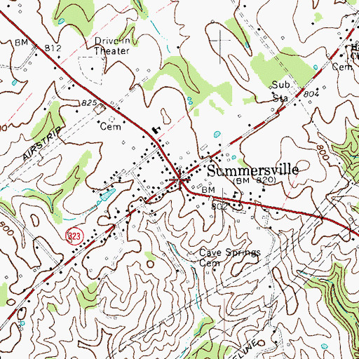 Topographic Map of Summersville, KY