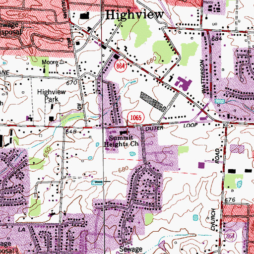 Topographic Map of Summit Heights Church, KY