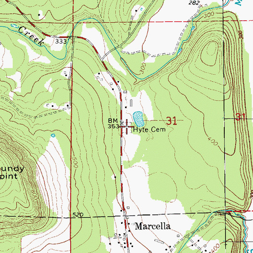 Topographic Map of Hyte Cemetery, AR