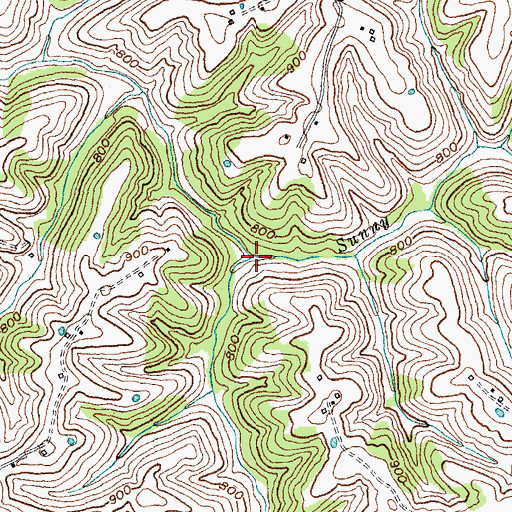 Topographic Map of Sunny Fork Locust Creek, KY