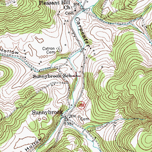Topographic Map of Sunnybrook School, KY