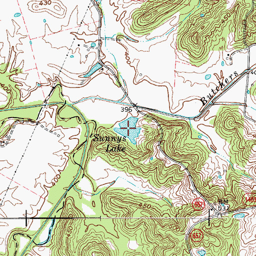 Topographic Map of Sunnys Lake, KY